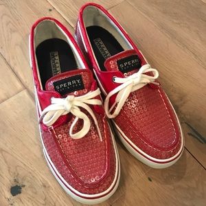 New NWOT Red Sparkle Sperrys